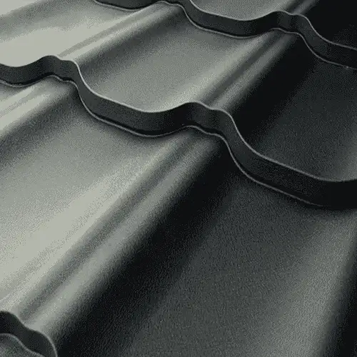 Металлочерепица Квинта Плюс серого цвета