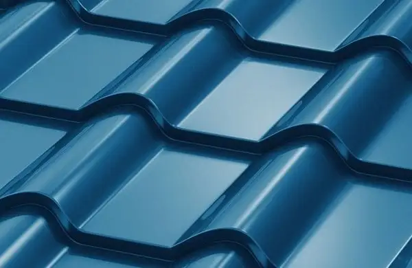 металлочерепица Камея металлочерепица Камея глянцевая в синем цвете